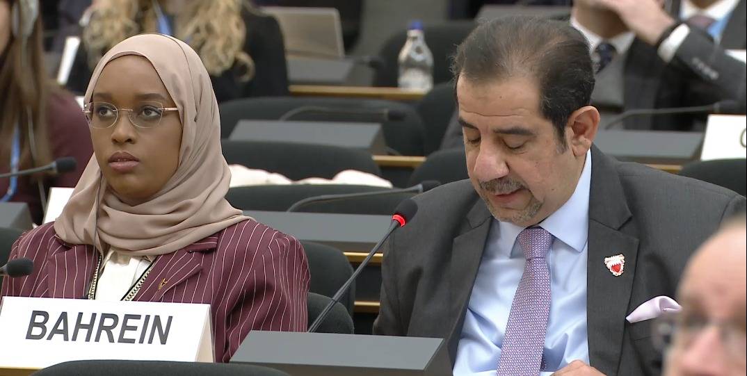 ممثلة مملكة البحرين خلال الجلسة الطارئة المنعقدة ضمن أعمال الدورة الحادية والستين لـمجلس حقوق الإنسان التابع للأمم المتحدة