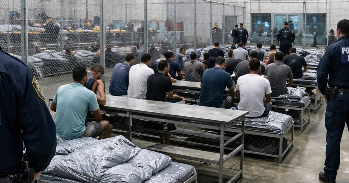 مهاجرون في أحد مراكز الاحتجاز الأمريكية قبل الترحيل