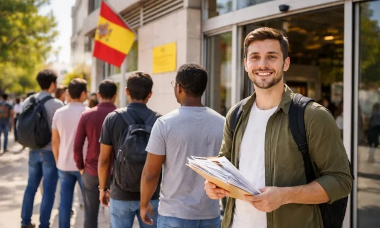 مهاجرون أثناء تقديم طلبات تسوية أوضاعهم في إسبانيا